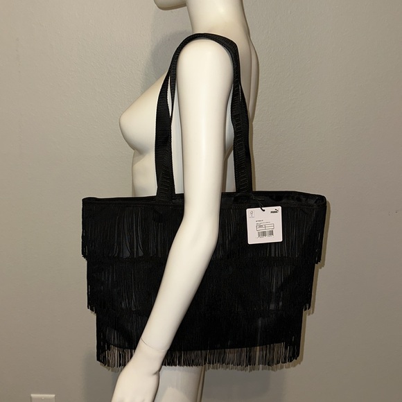 Puma x Charlotte Olympia leopard print black fringe shopper tote travel work bag - Picture 5 of 6